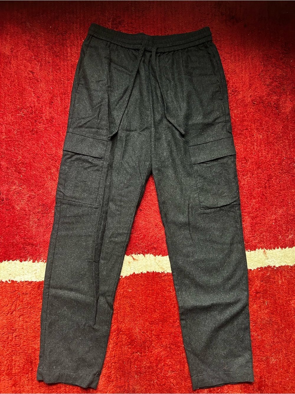 COS Men's Black Cargo Pants with Drawstring Waist